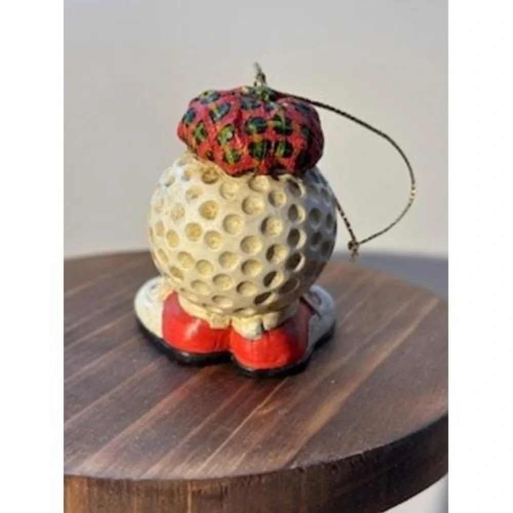 Christmas Golf Ball Character Ornament‎ Tartan Hat Shoes Holiday Decor